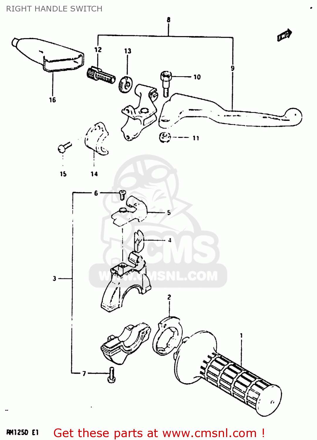 RIGHT HANDLE SWITCH RM125 1983 (D)