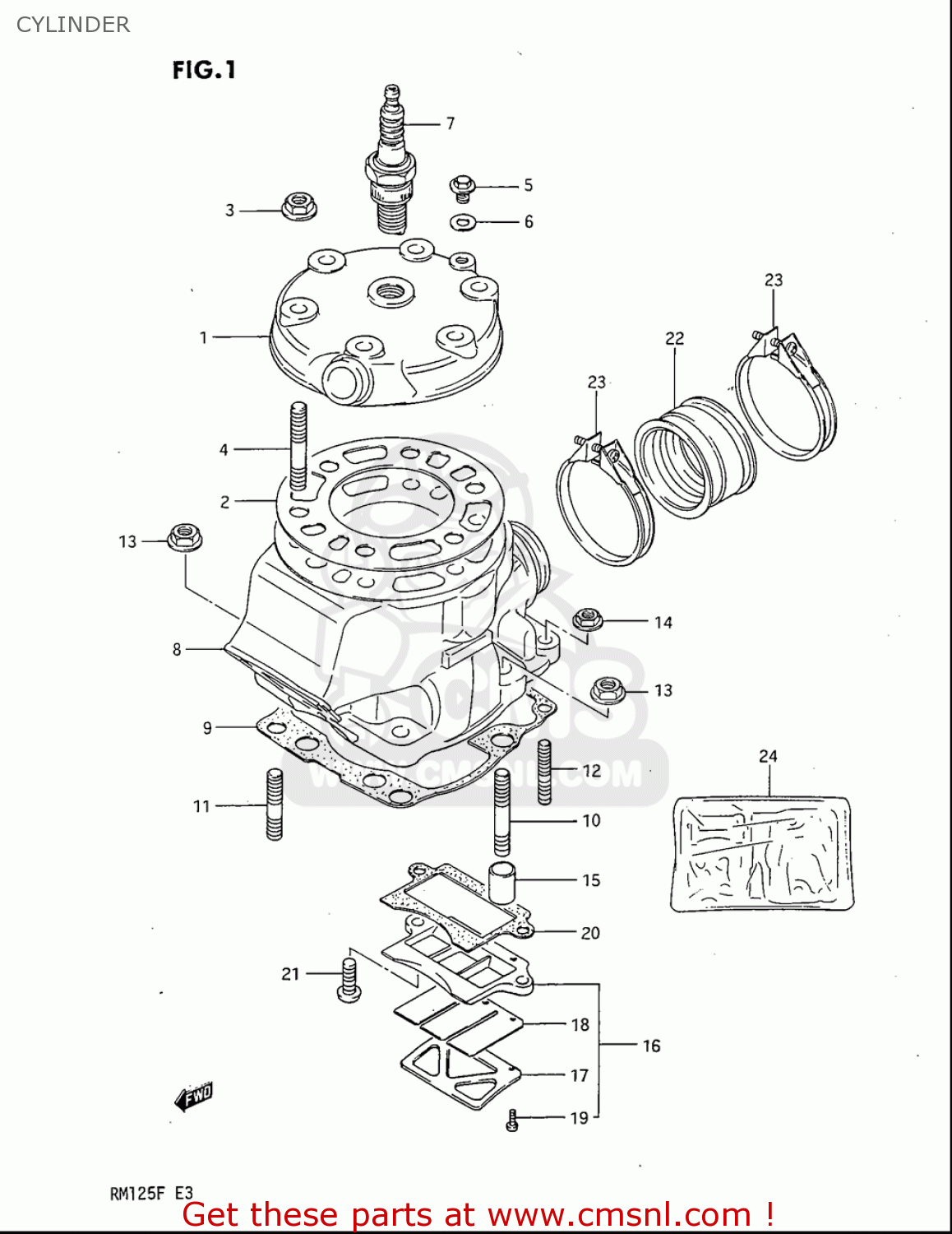 Suzuki Rm125 1984-1985 (usa) Cylinder - schematic partsfiche