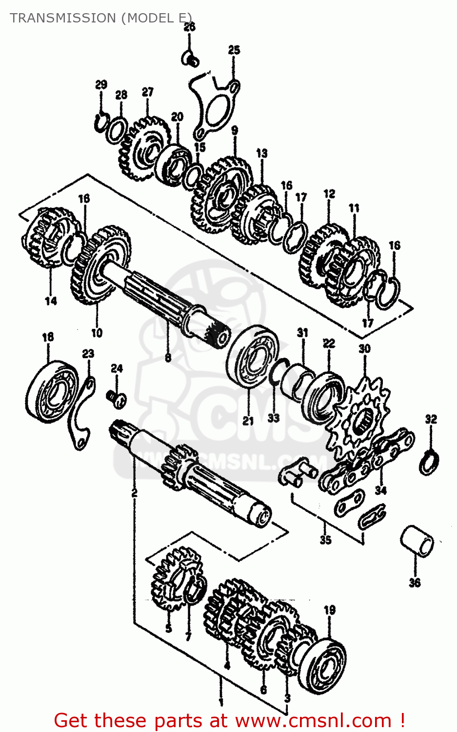 TRANSMISSION (MODEL E) RM125 1984 (E) GENERAL FRANCE (E01 E04)