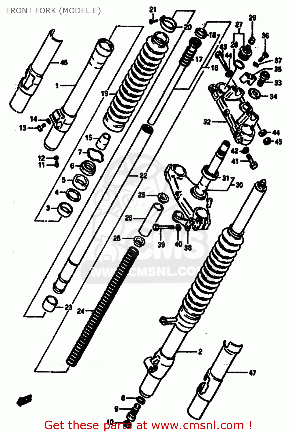 FRONT FORK (MODEL E) RM125 1984 (E) GENERAL FRANCE (E01 E04)