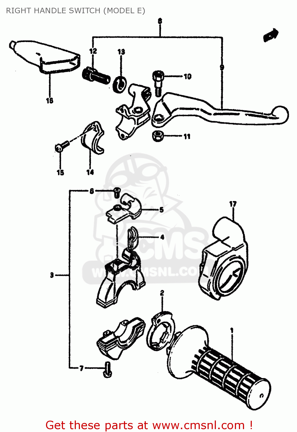 RIGHT HANDLE SWITCH (MODEL E) RM125 1984 (E) GENERAL FRANCE (E01 E04)