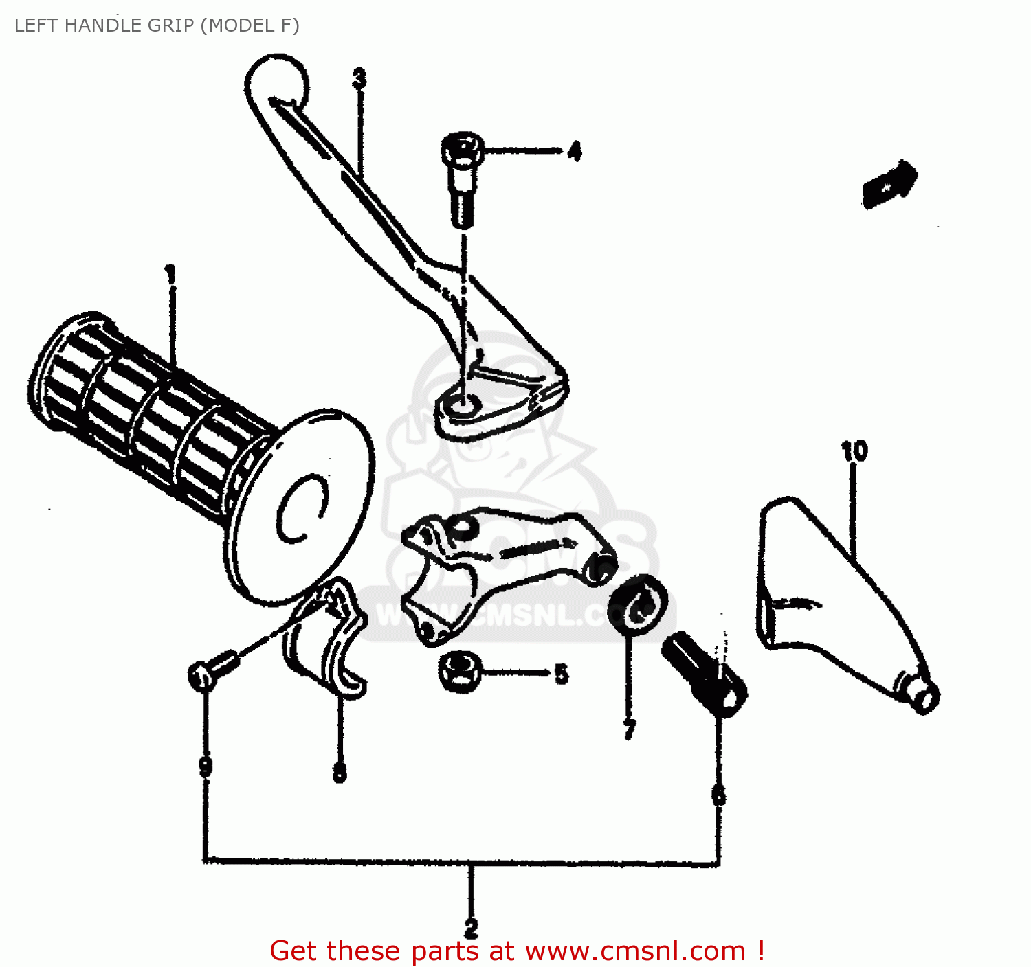 LEFT HANDLE GRIP (MODEL F) RM125 1984 (E) GENERAL FRANCE (E01 E04)