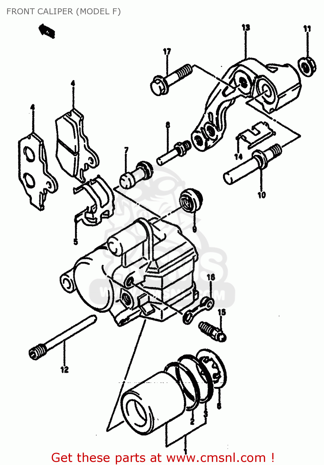 FRONT CALIPER (MODEL F) RM125 1984 (E) GENERAL FRANCE (E01 E04)