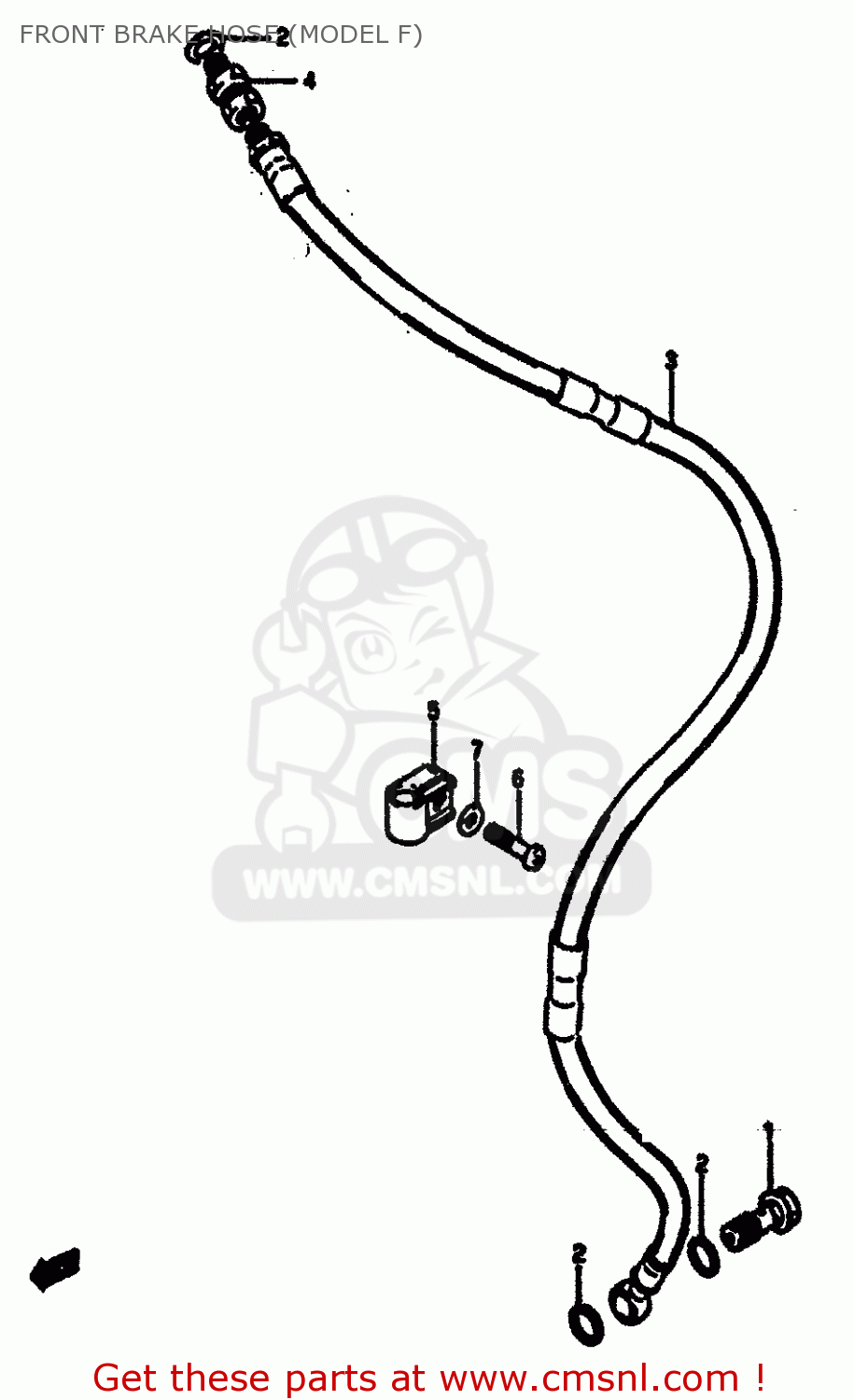 FRONT BRAKE HOSE (MODEL F) RM125 1984 (E) GENERAL FRANCE (E01 E04)