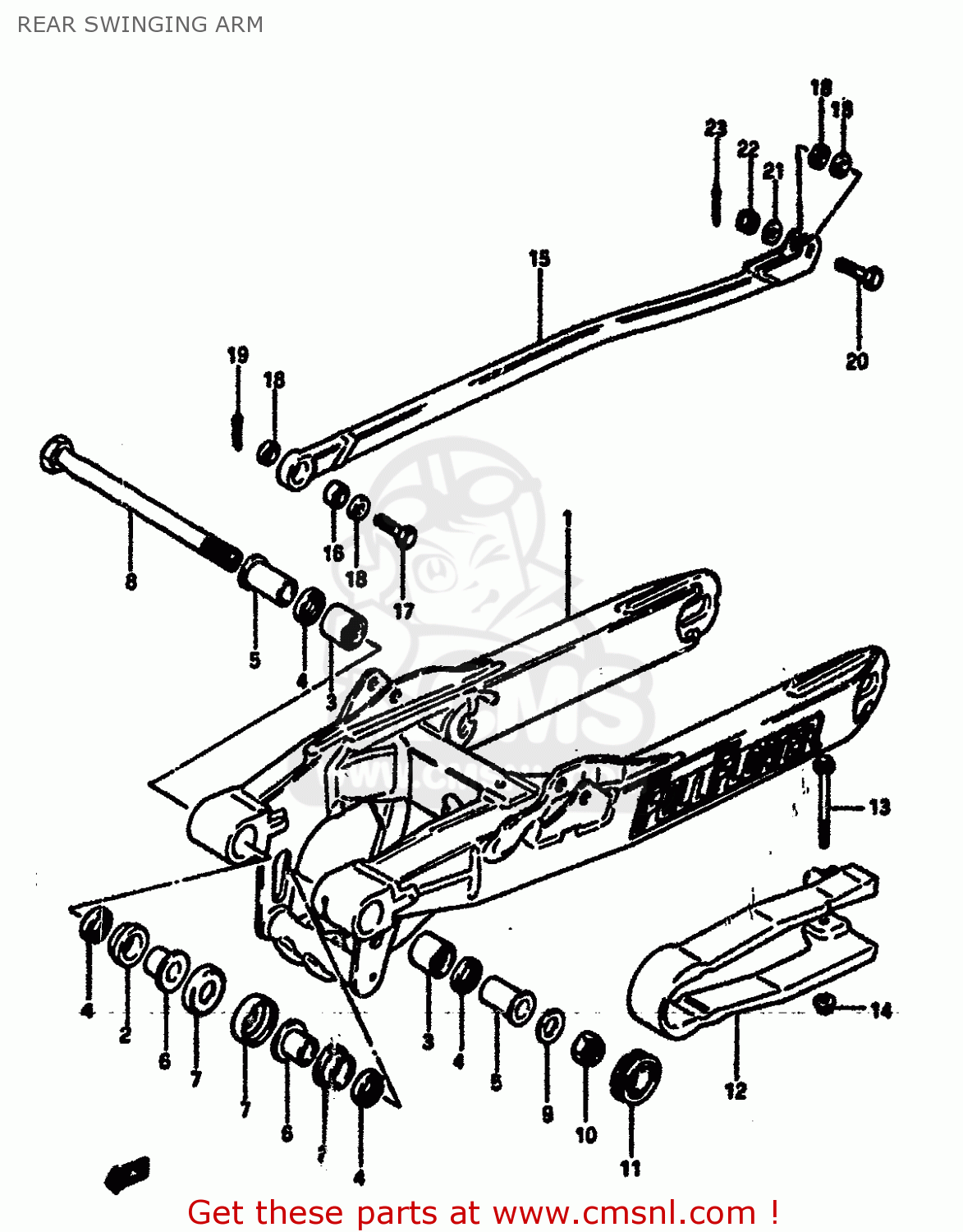 REAR SWINGING ARM RM125 1984 (E) GENERAL FRANCE (E01 E04)