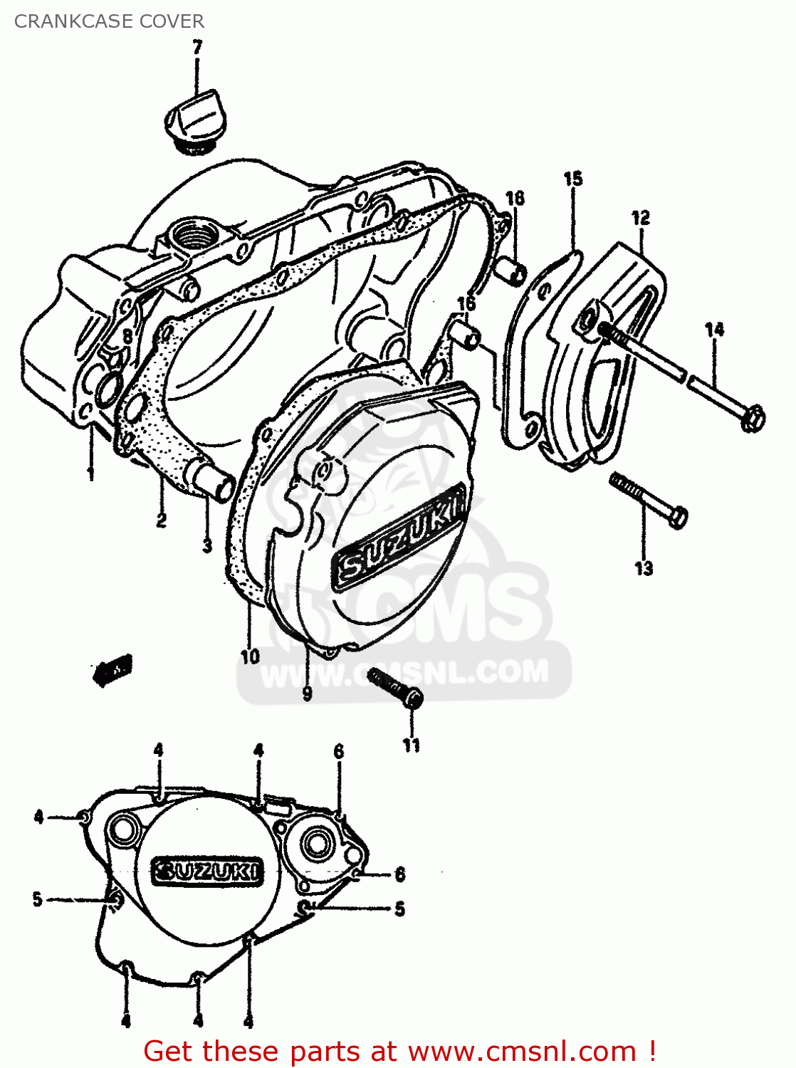 CRANKCASE COVER RM125 1984 (E) GENERAL FRANCE (E01 E04)