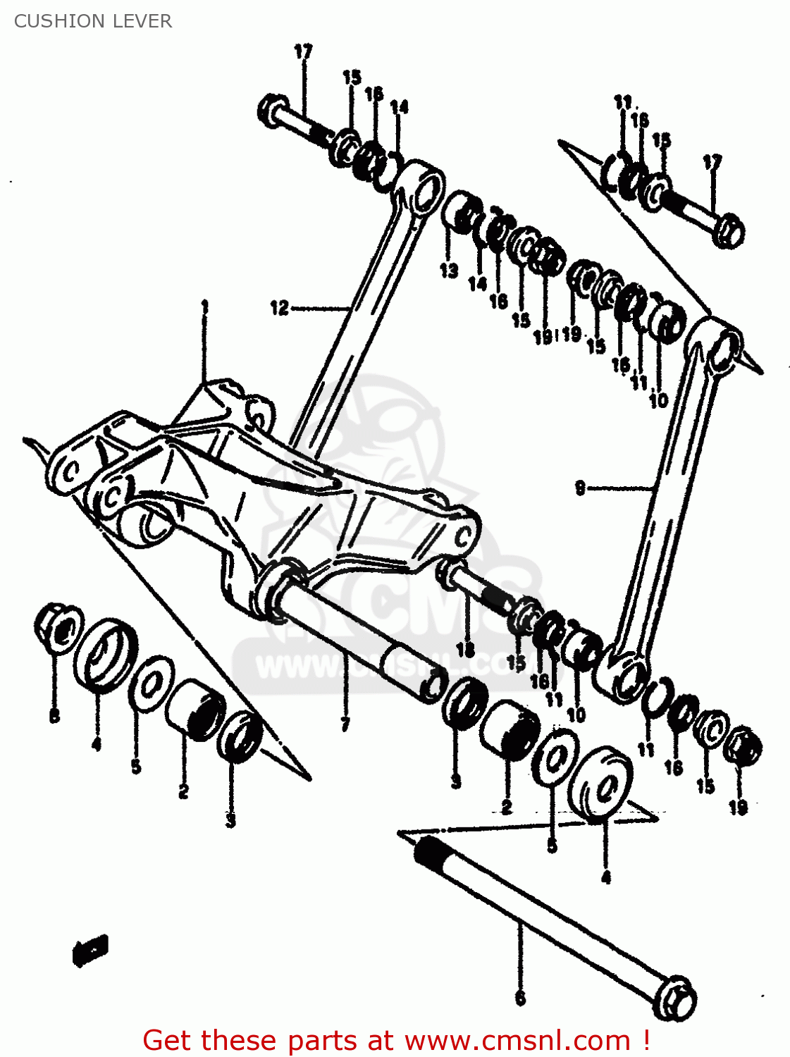 CUSHION LEVER RM125 1984 (E) GENERAL FRANCE (E01 E04)