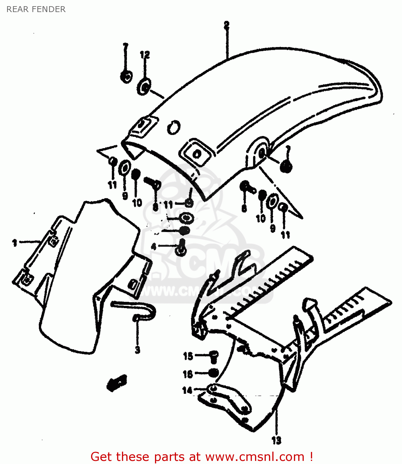 REAR FENDER RM125 1984 (E) GENERAL FRANCE (E01 E04)