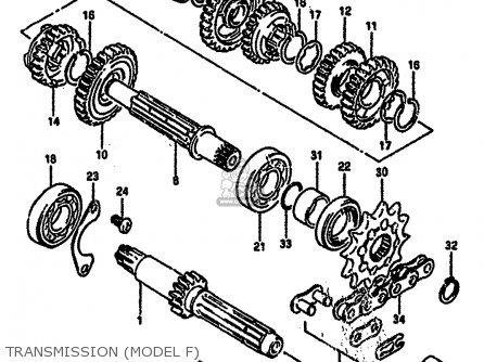TRANSMISSION (MODEL F) - RM125 1984 (E) GENERAL FRANCE (E01 E04)