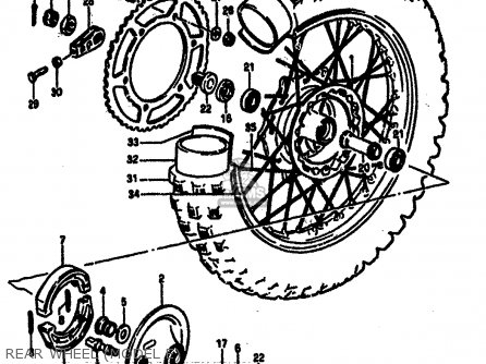 REAR WHEEL (MODEL E) - RM125 1984 (E) GENERAL FRANCE (E01 E04)