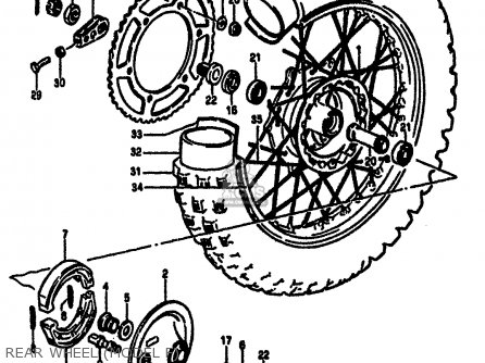 REAR WHEEL (MODEL F) - RM125 1984 (E) GENERAL FRANCE (E01 E04)