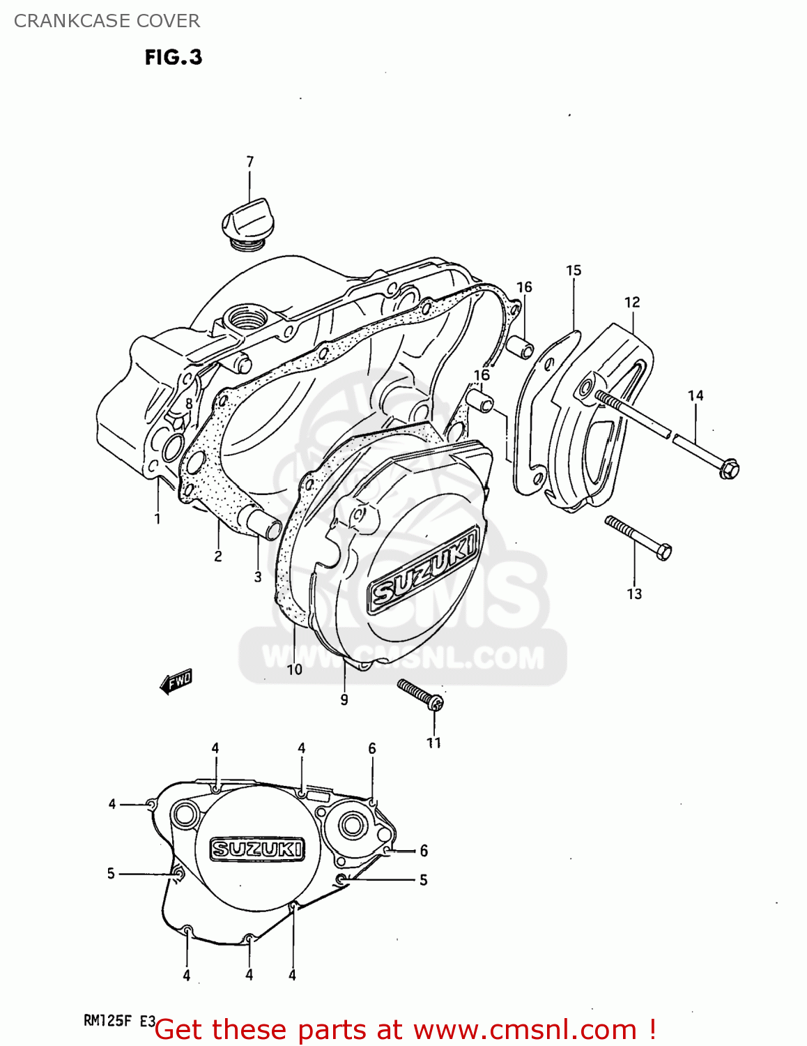 CRANKCASE COVER RM125 1984 (E) USA (E03)