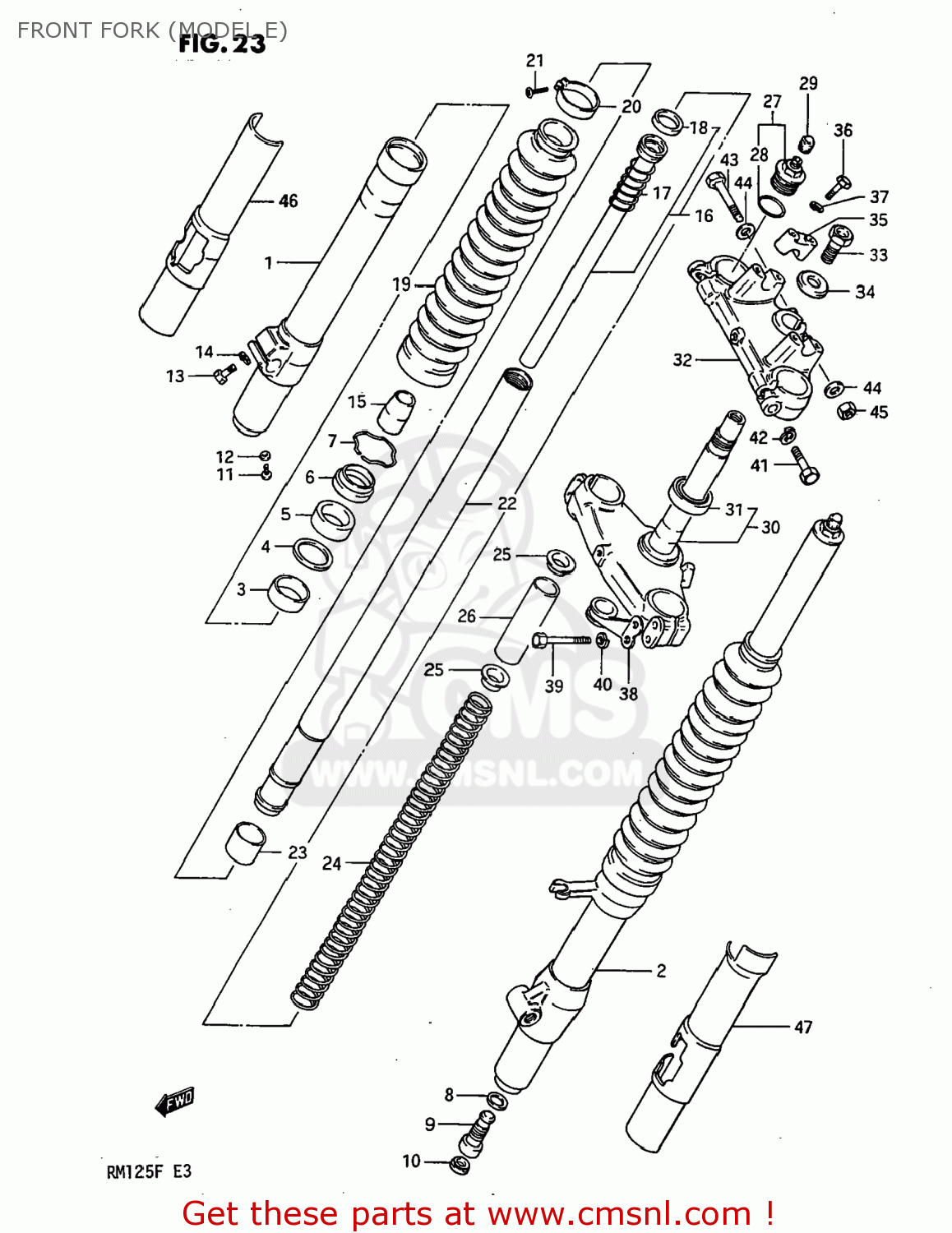 FRONT FORK (MODEL E) RM125 1984 (E) USA (E03)