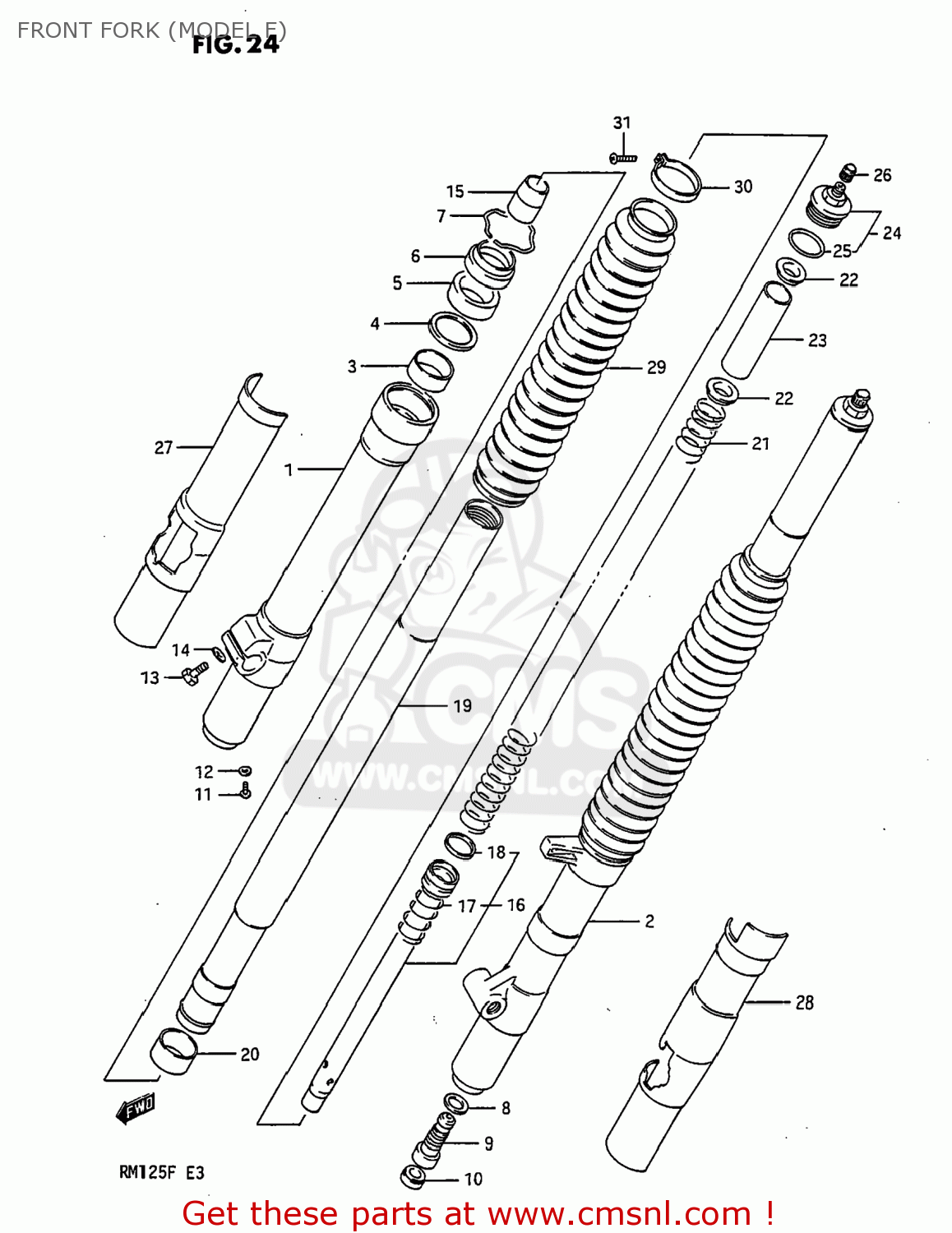 FRONT FORK (MODEL F) RM125 1984 (E) USA (E03)