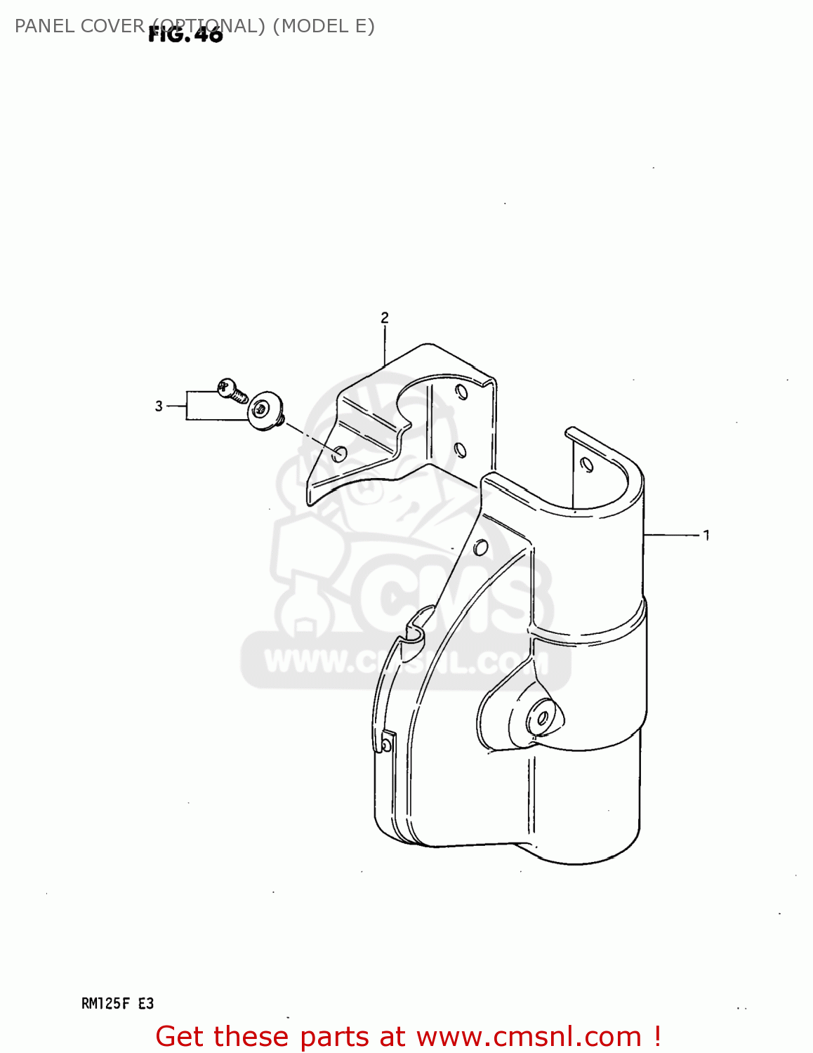 PANEL COVER (OPTIONAL) (MODEL E) RM125 1984 (E) USA (E03)