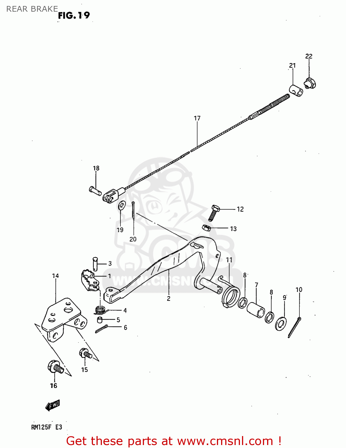 REAR BRAKE RM125 1984 (E) USA (E03)