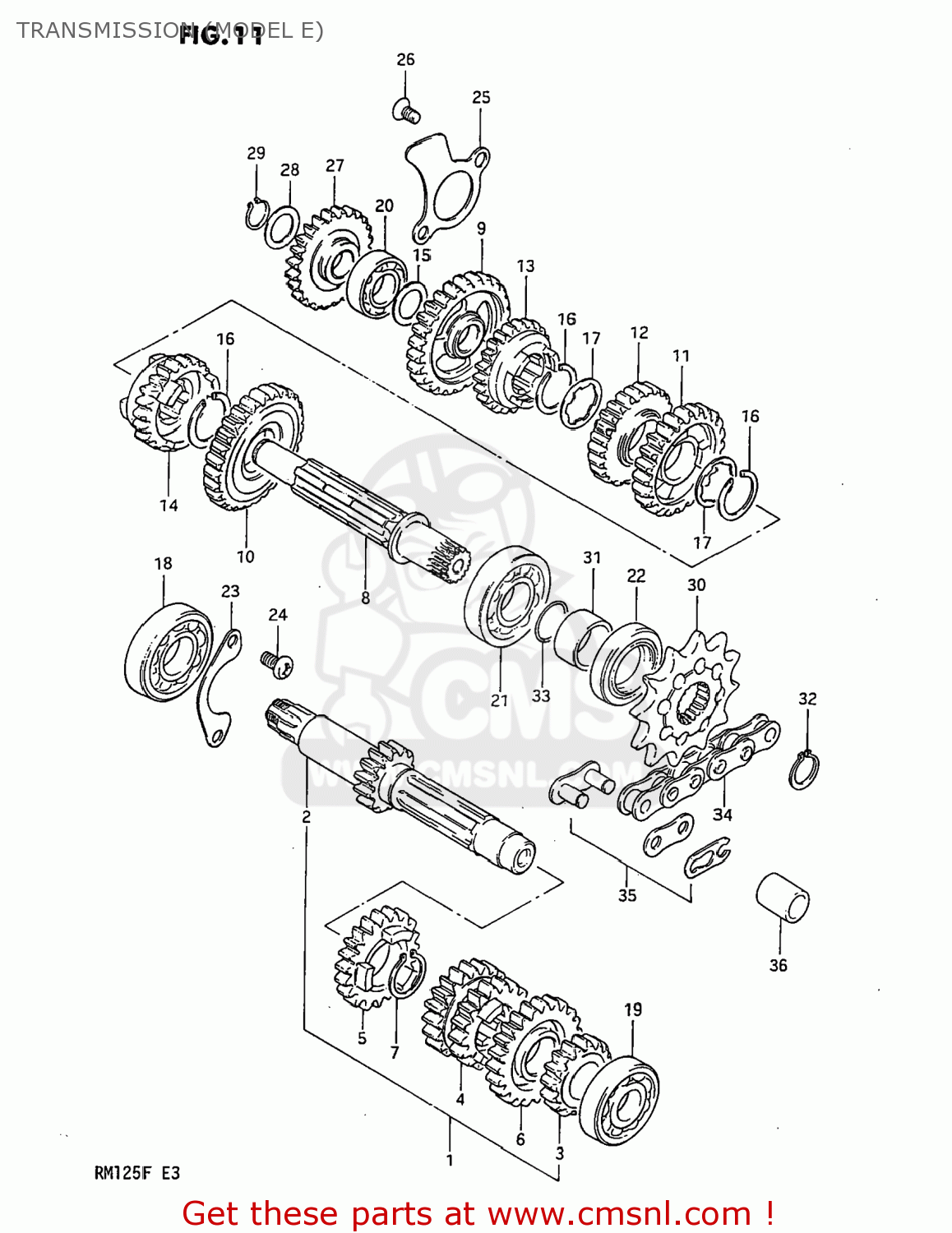 TRANSMISSION (MODEL E) RM125 1984 (E) USA (E03)