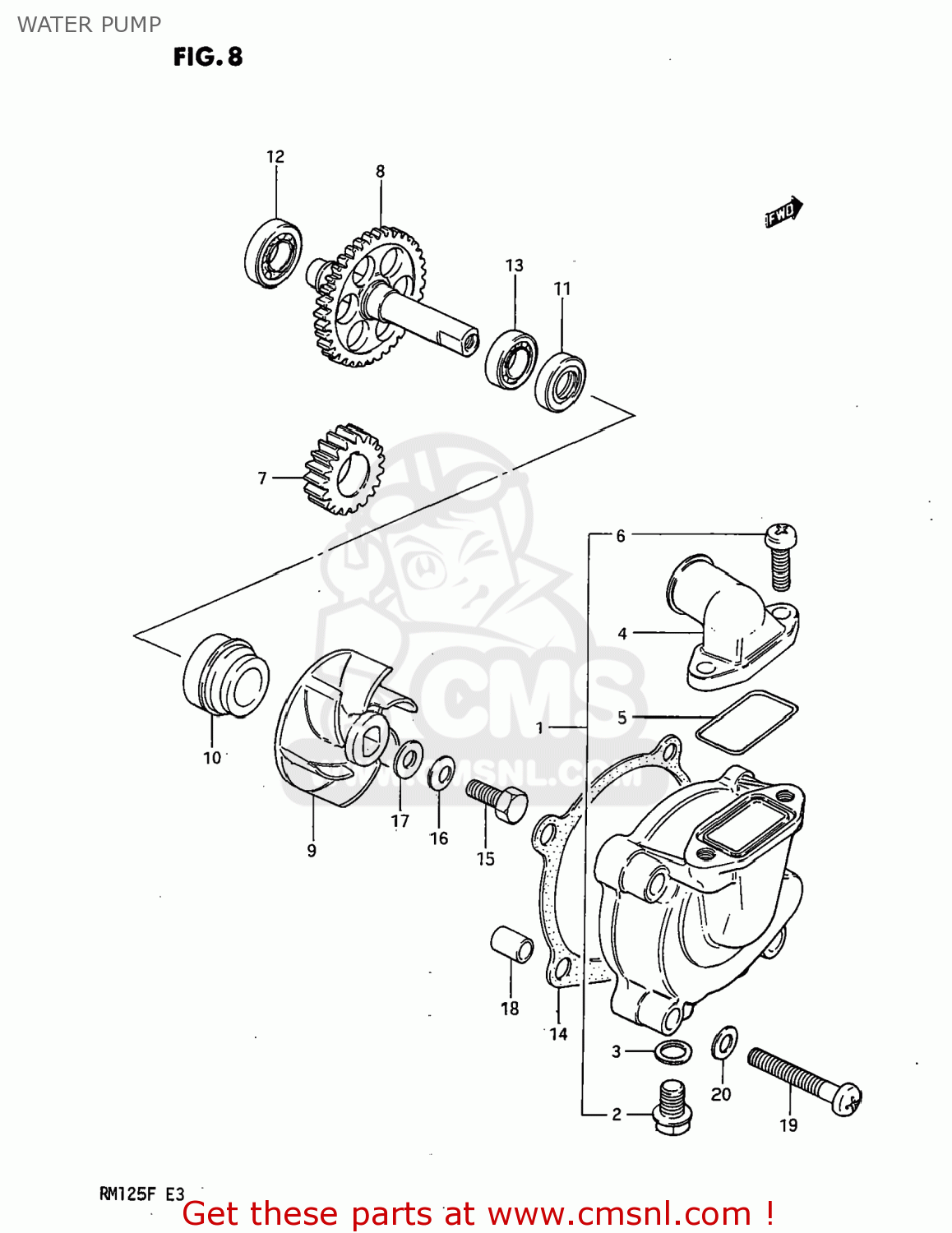 WATER PUMP RM125 1984 (E) USA (E03)