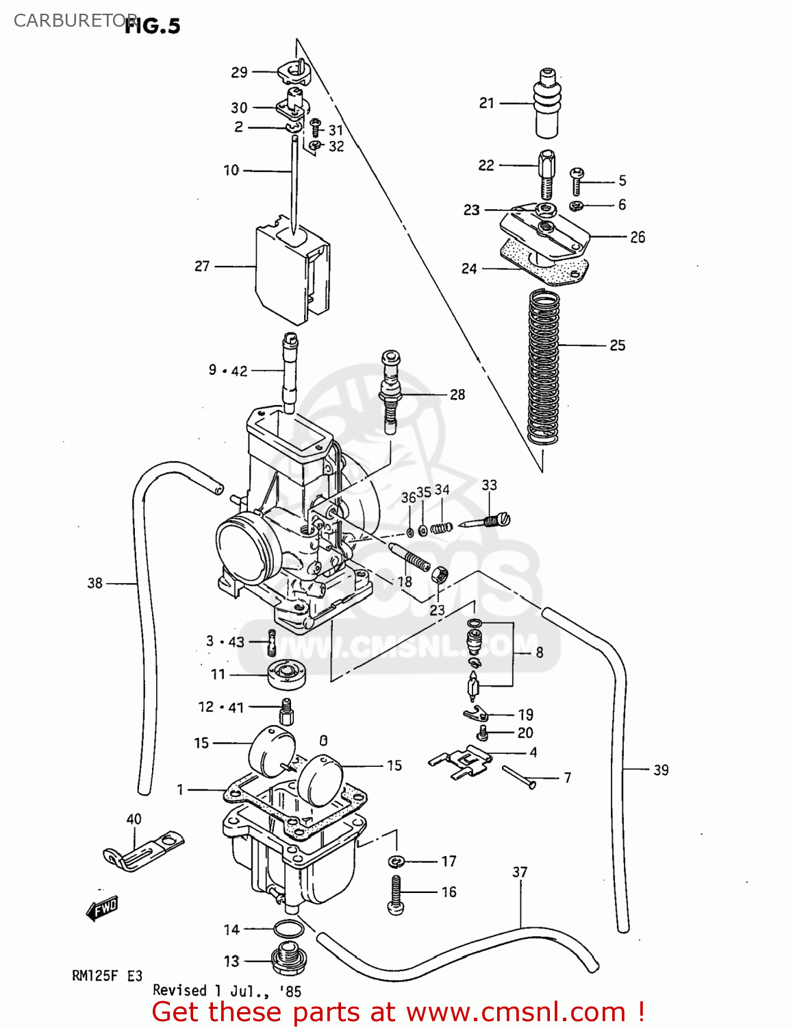 CARBURETOR RM125 1985 (F) USA (E03)