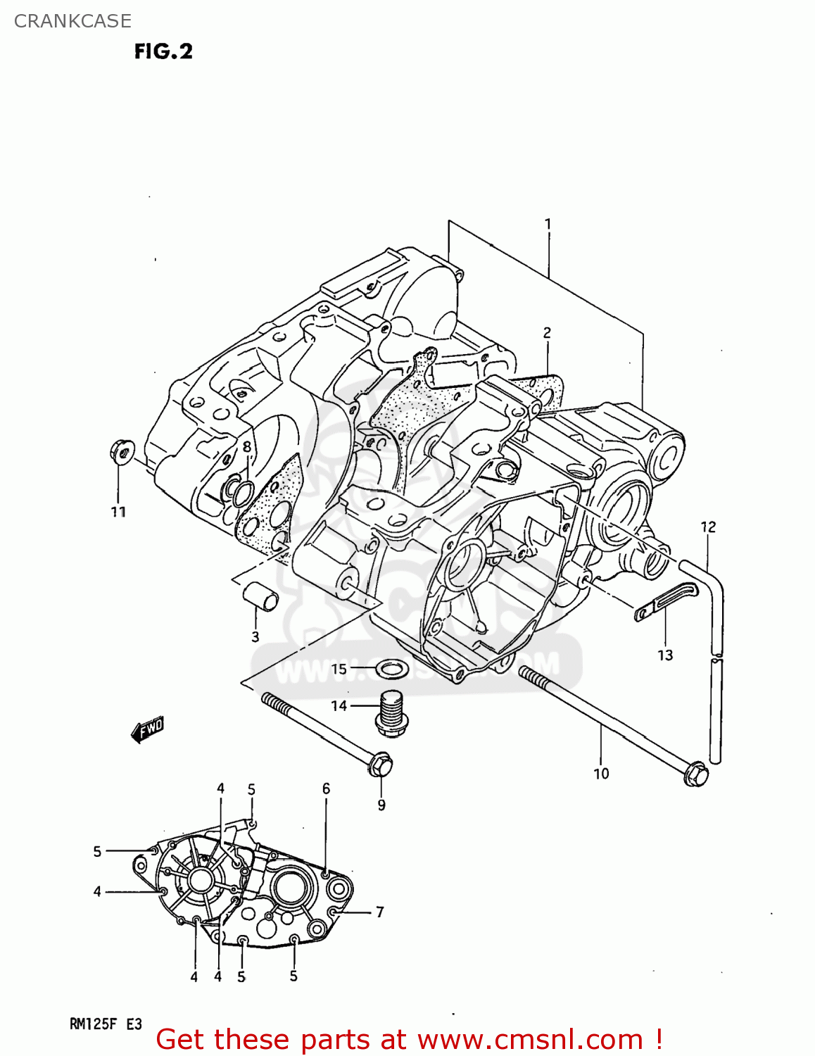 CRANKCASE RM125 1985 (F) USA (E03)