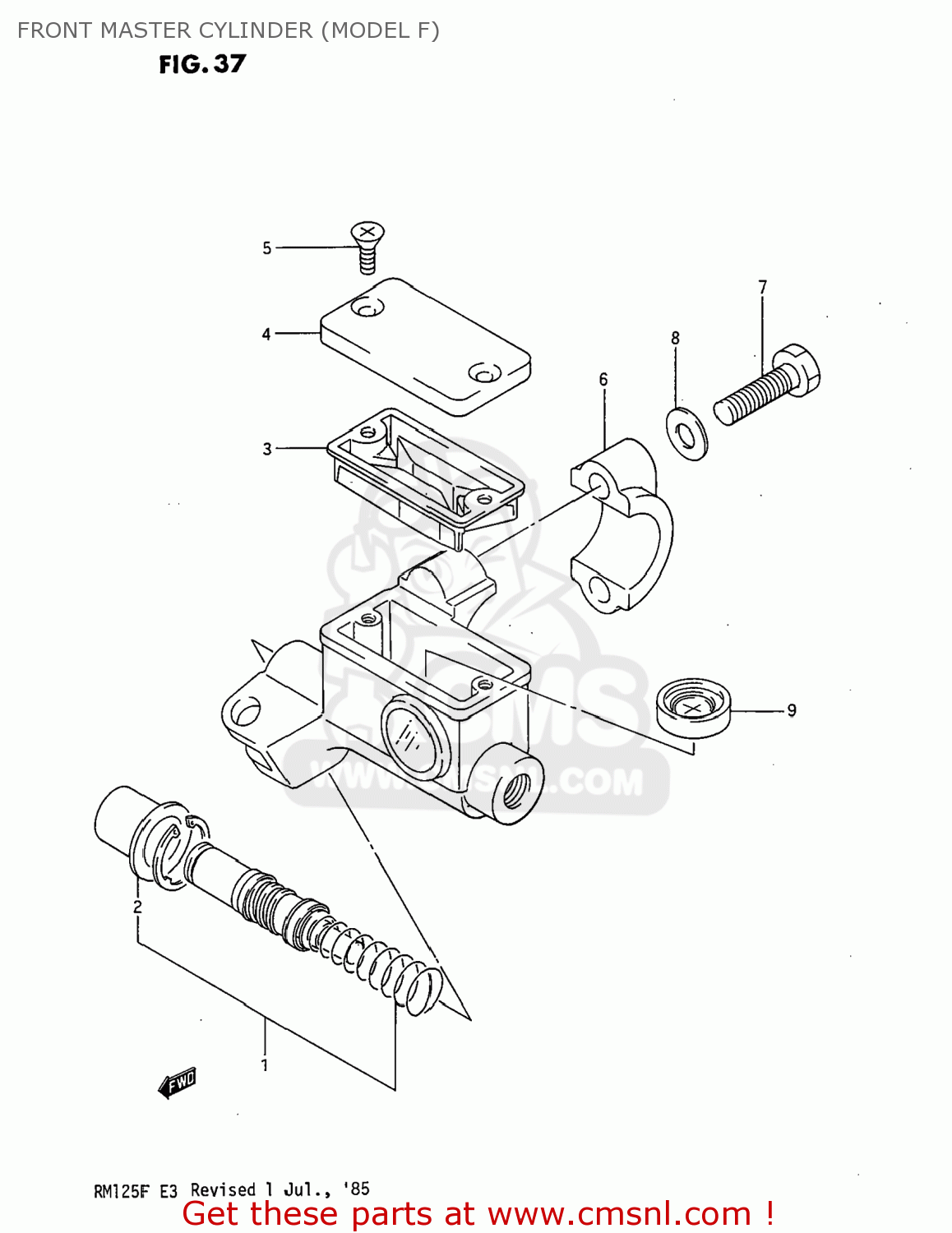 FRONT MASTER CYLINDER (MODEL F) RM125 1985 (F) USA (E03)