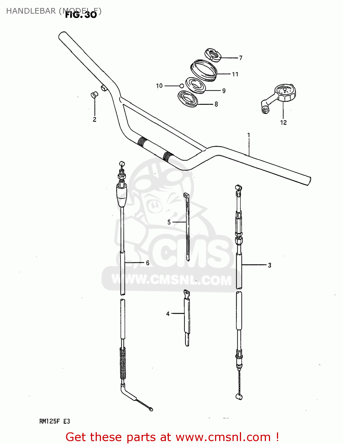 HANDLEBAR (MODEL F) RM125 1985 (F) USA (E03)