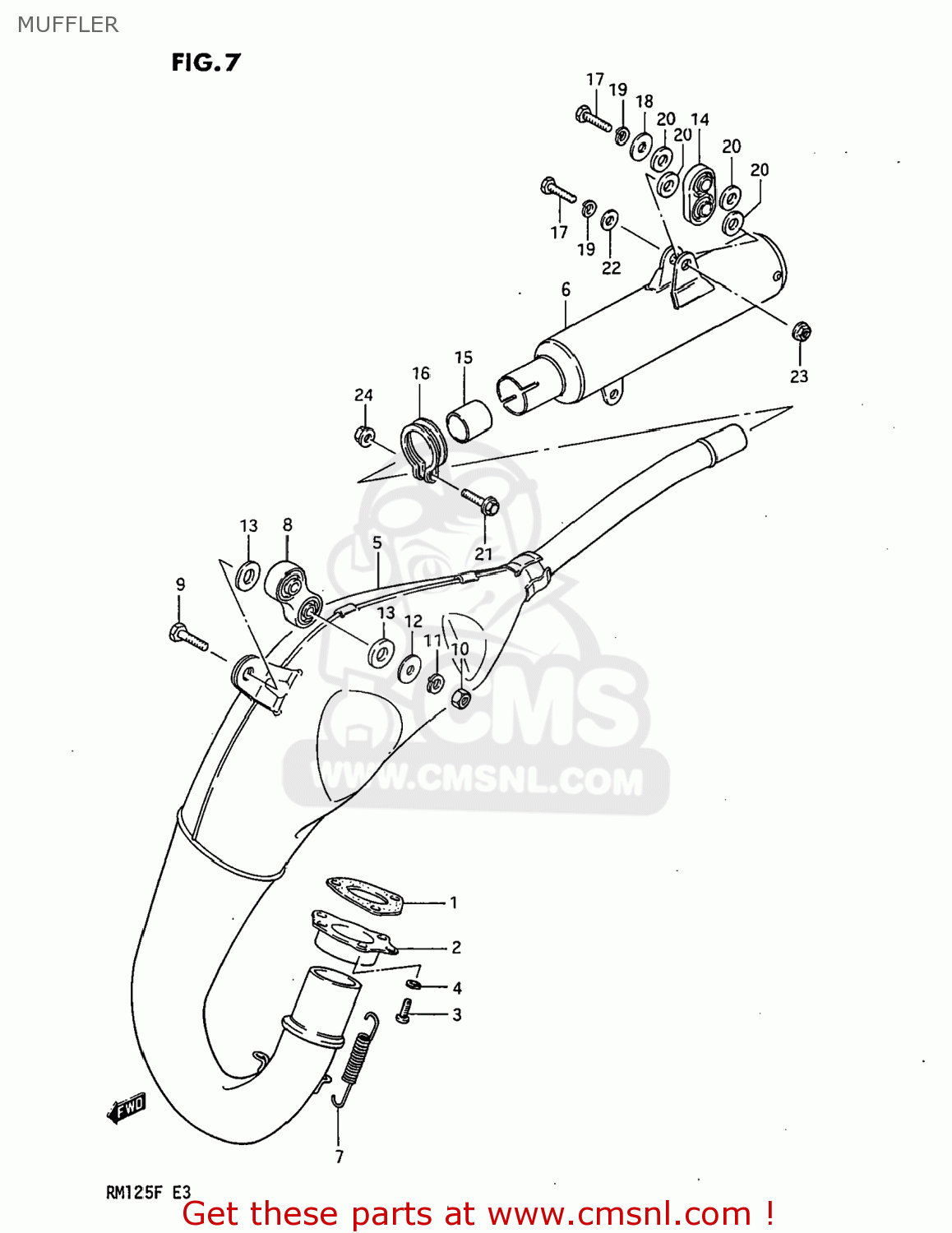MUFFLER RM125 1985 (F) USA (E03)
