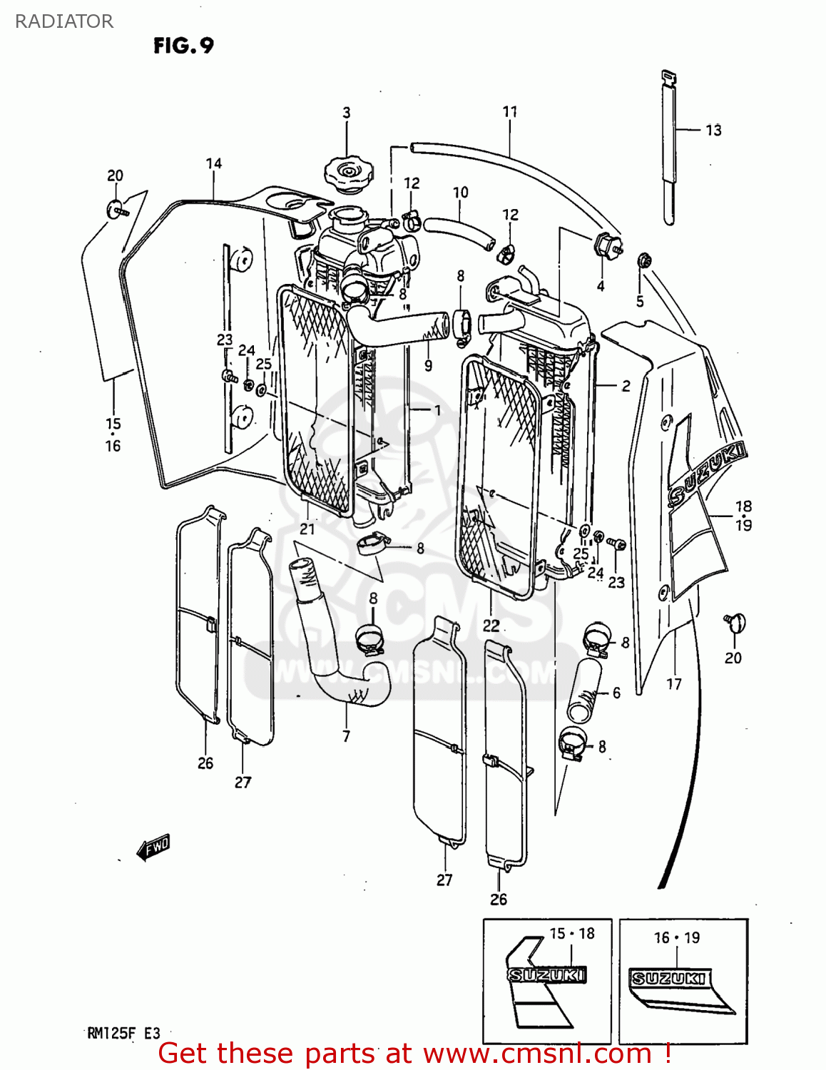 RADIATOR RM125 1985 (F) USA (E03)