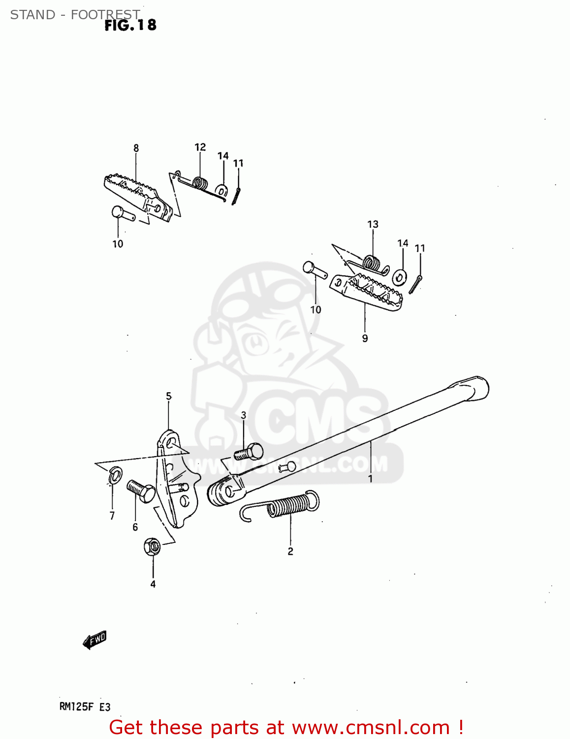 STAND - FOOTREST RM125 1985 (F) USA (E03)