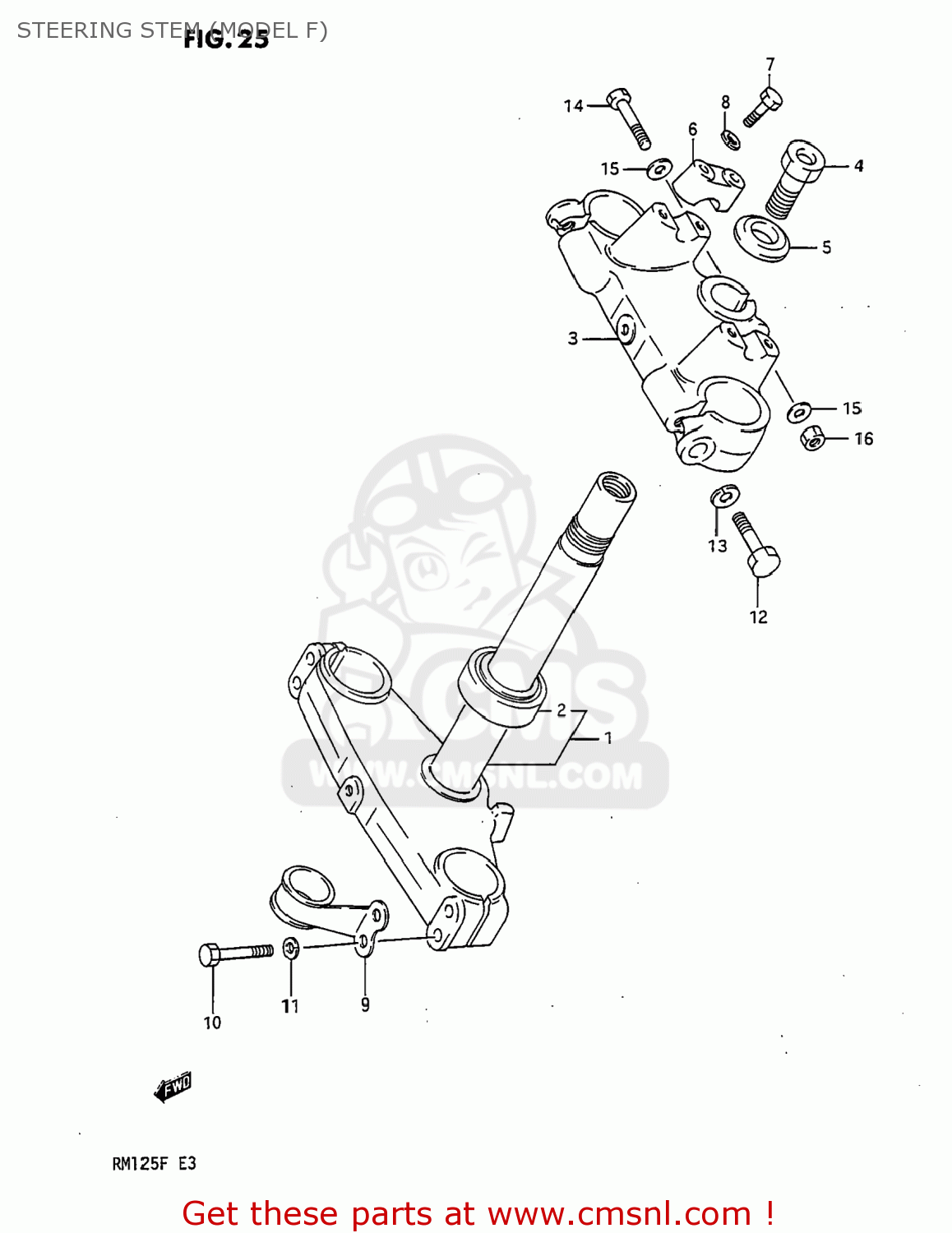 STEERING STEM (MODEL F) RM125 1985 (F) USA (E03)