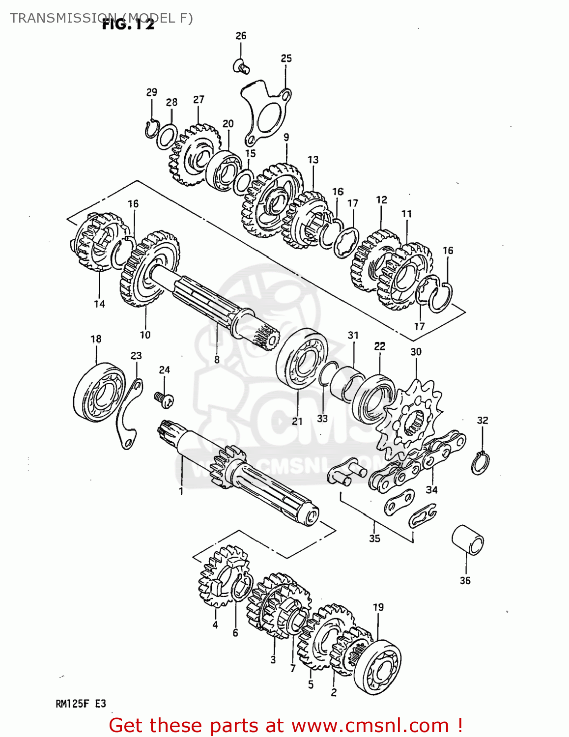 TRANSMISSION (MODEL F) RM125 1985 (F) USA (E03)
