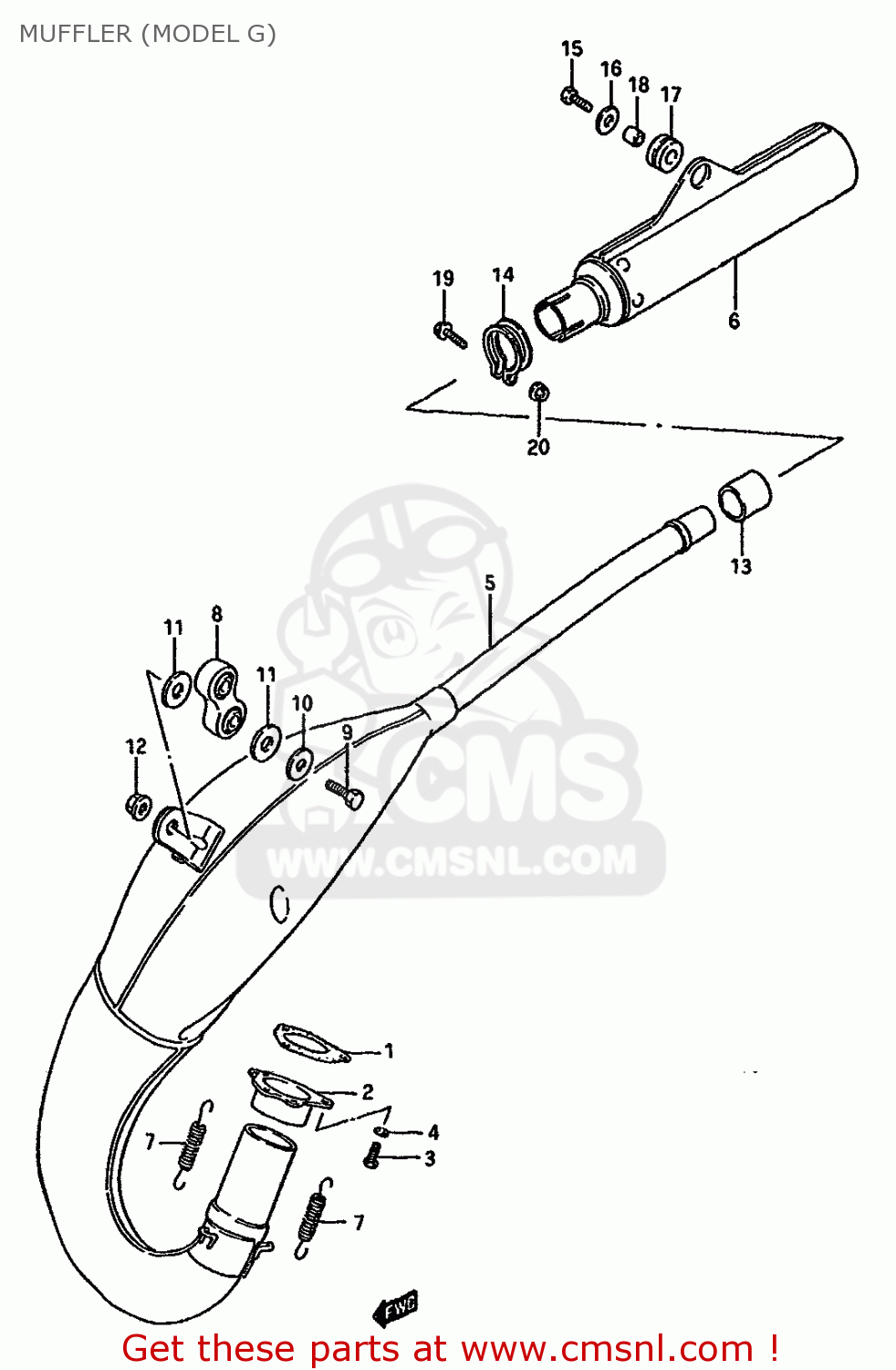 MUFFLER (MODEL G) RM125 1986 (G) GENERAL FRANCE AUSTRALIA (E01 E04 E24)