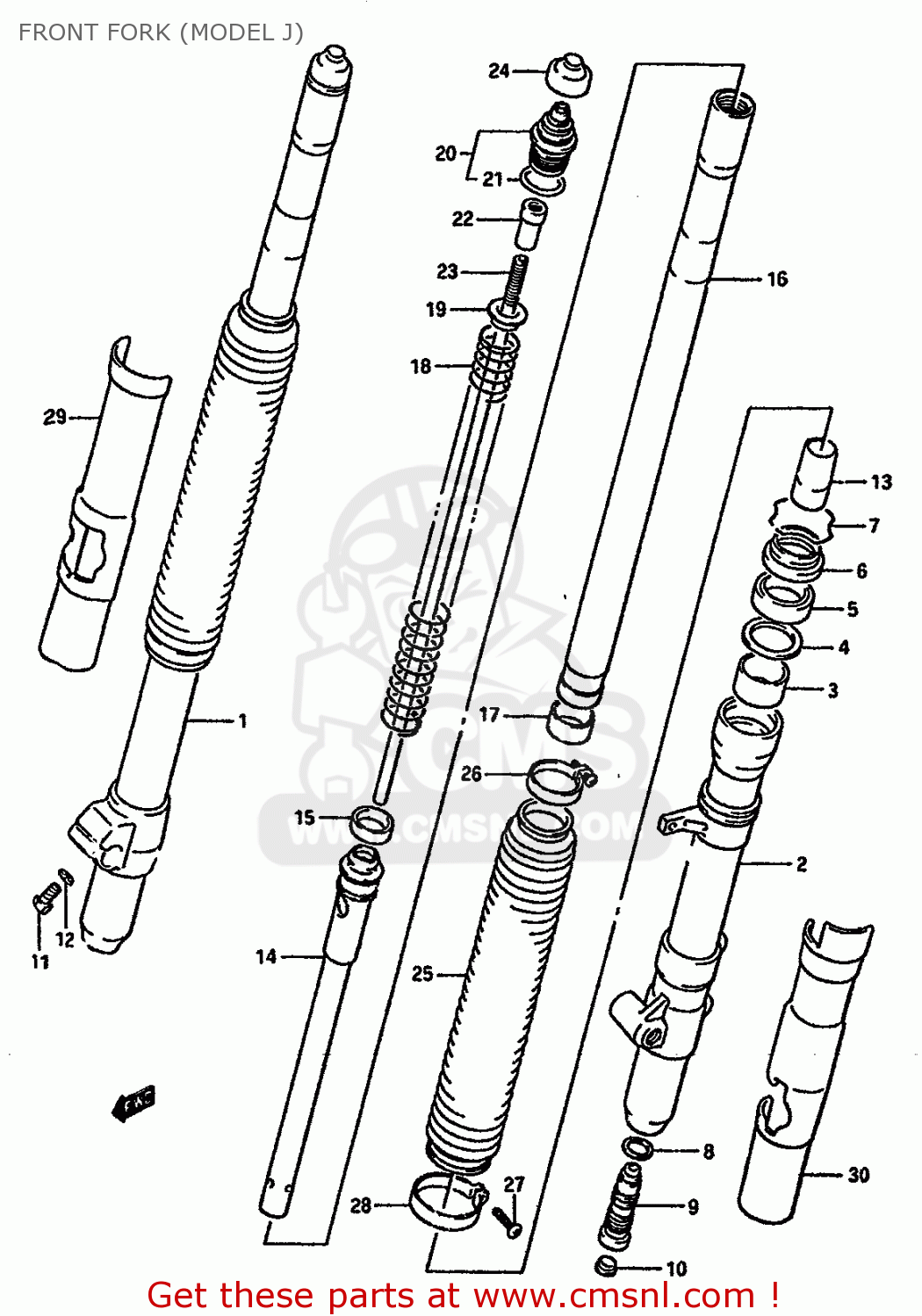 FRONT FORK (MODEL J) RM125 1986 (G) GENERAL FRANCE AUSTRALIA (E01 E04 E24)