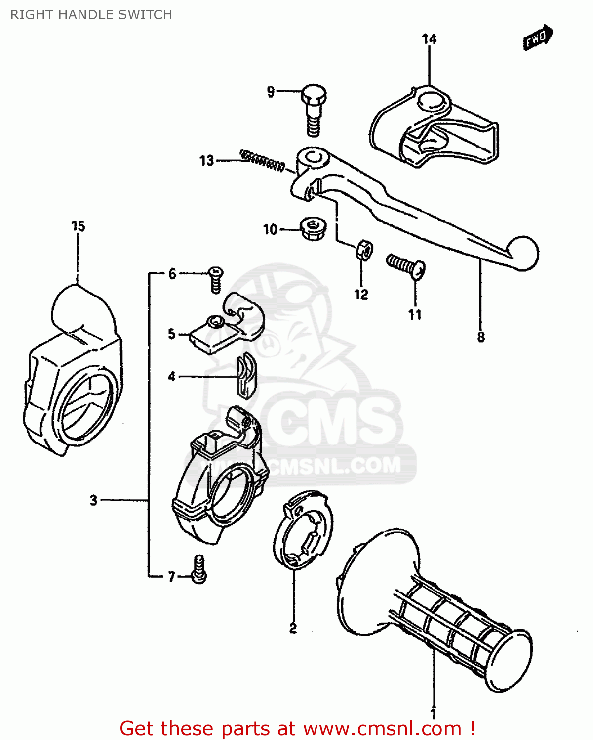 RIGHT HANDLE SWITCH RM125 1986 (G) GENERAL FRANCE AUSTRALIA (E01 E04 E24)