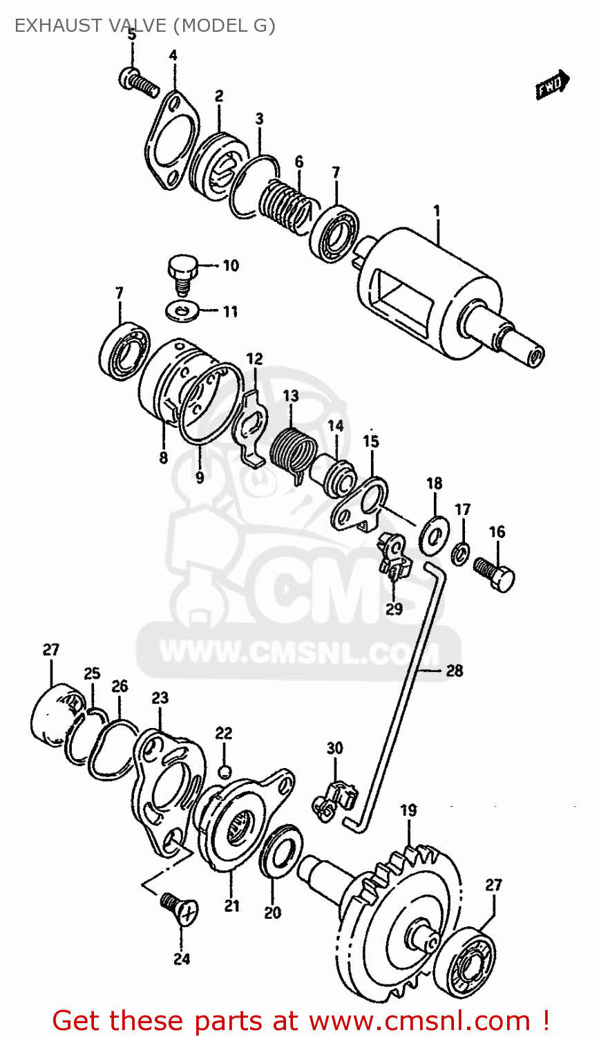 EXHAUST VALVE (MODEL G) RM125 1986 (G) GENERAL FRANCE AUSTRALIA (E01 E04 E24)