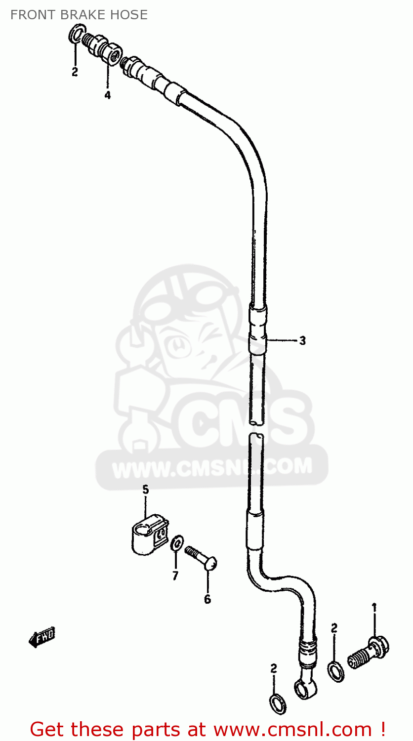 FRONT BRAKE HOSE RM125 1986 (G) GENERAL FRANCE AUSTRALIA (E01 E04 E24)