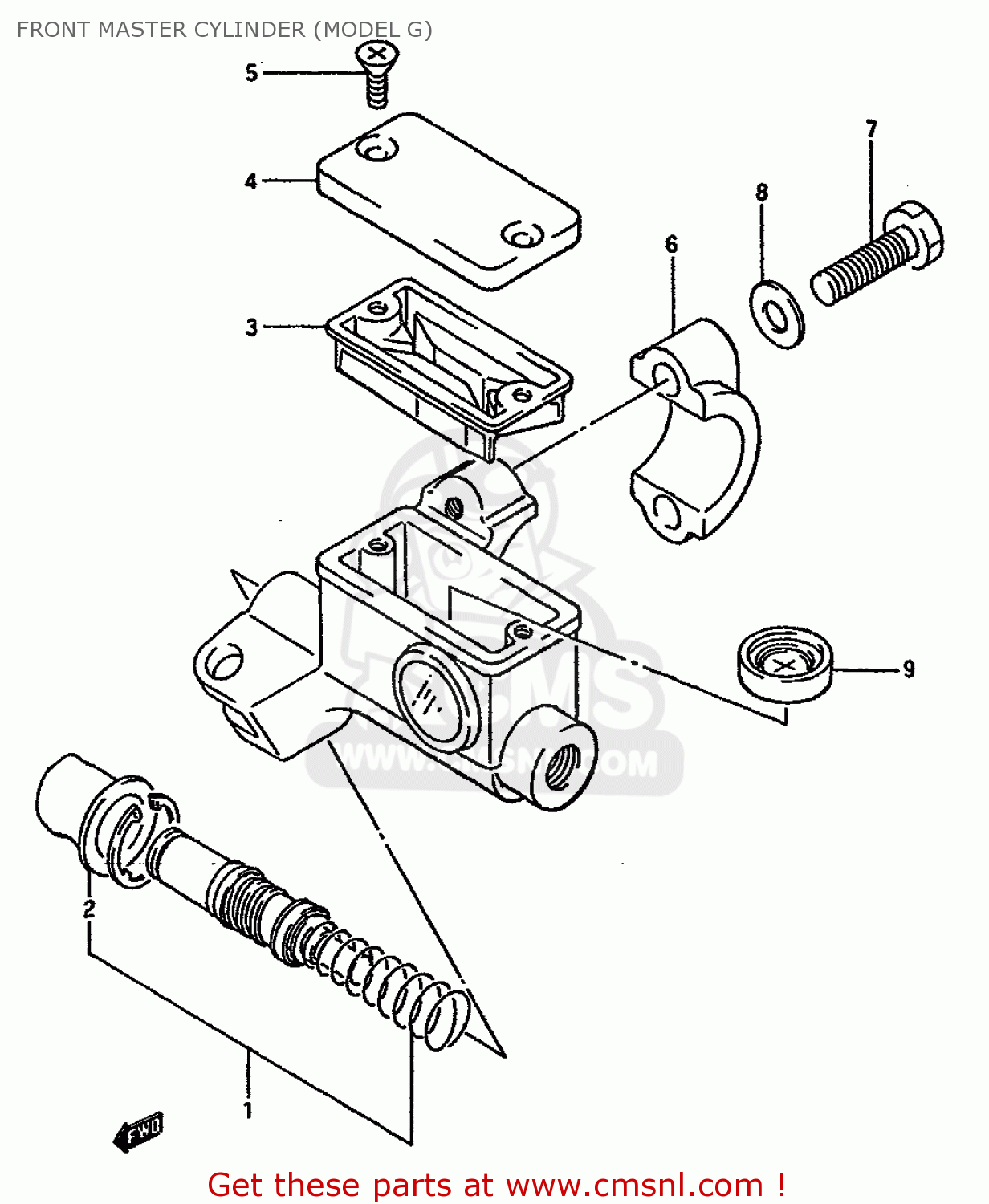 FRONT MASTER CYLINDER (MODEL G) RM125 1986 (G) GENERAL FRANCE AUSTRALIA (E01 E04 E24)