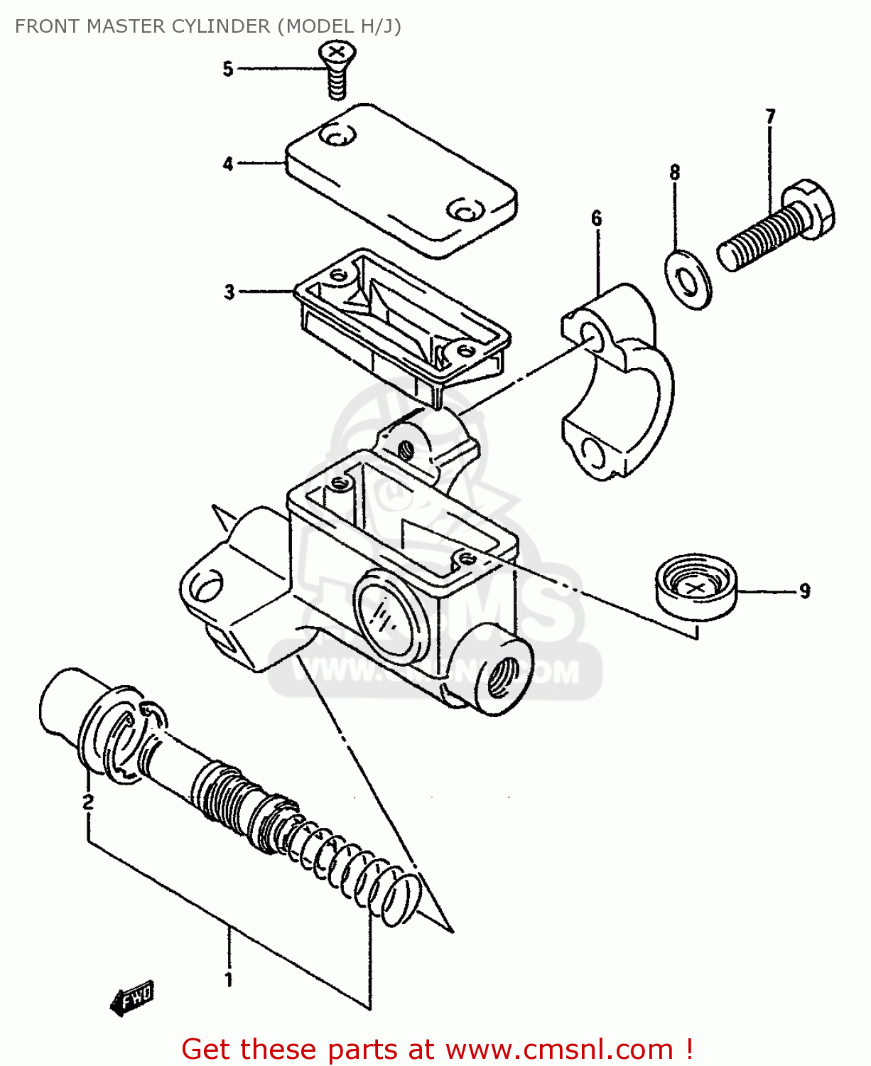 FRONT MASTER CYLINDER (MODEL H/J) RM125 1986 (G) GENERAL FRANCE AUSTRALIA (E01 E04 E24)