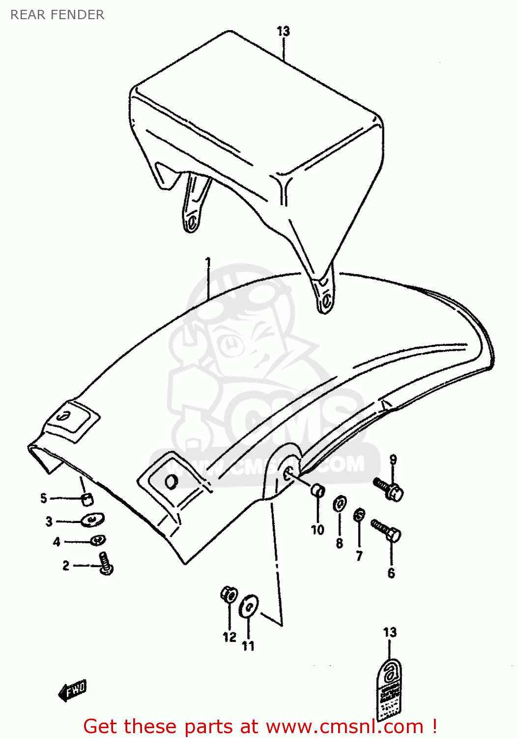 REAR FENDER RM125 1986 (G) GENERAL FRANCE AUSTRALIA (E01 E04 E24)