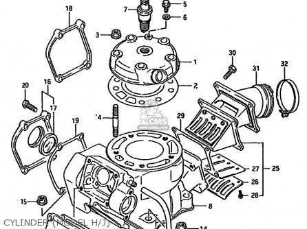 CYLINDER (MODEL H/J) - RM125 1986 (G) GENERAL FRANCE AUSTRALIA (E01 E04 E24)
