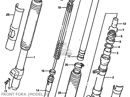 FRONT FORK (MODEL J) - RM125 1986 (G) GENERAL FRANCE AUSTRALIA (E01 E04 E24)