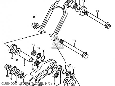CUSHION LEVER (MODEL H/J) - RM125 1986 (G) GENERAL FRANCE AUSTRALIA (E01 E04 E24)