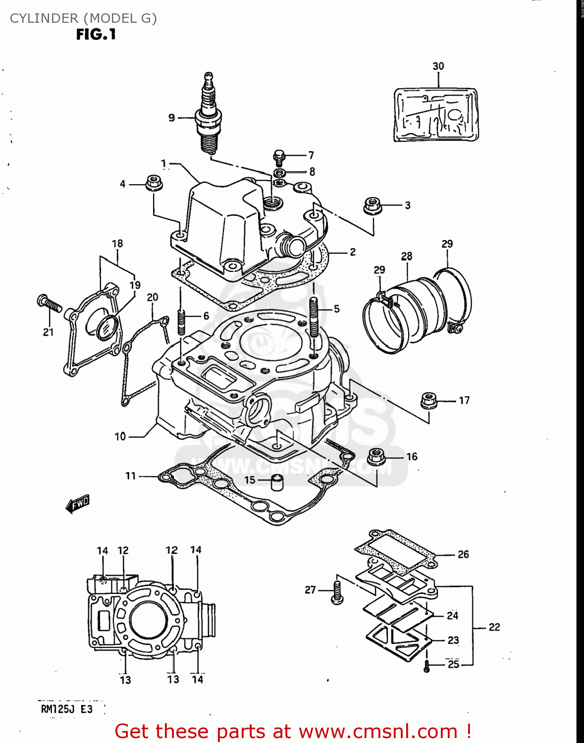 Suzuki RM125 1986 (G) USA (E03) CYLINDER (MODEL G) - buy original ...