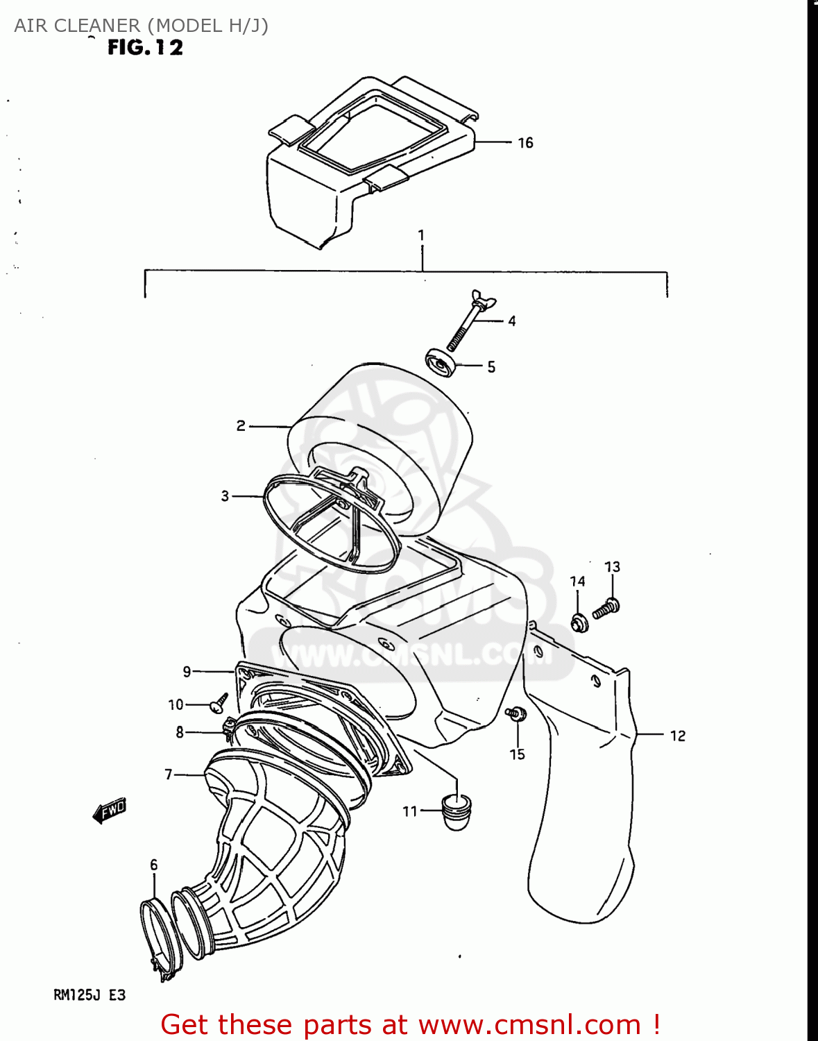 AIR CLEANER (MODEL H/J) RM125 1986 (G) USA (E03)