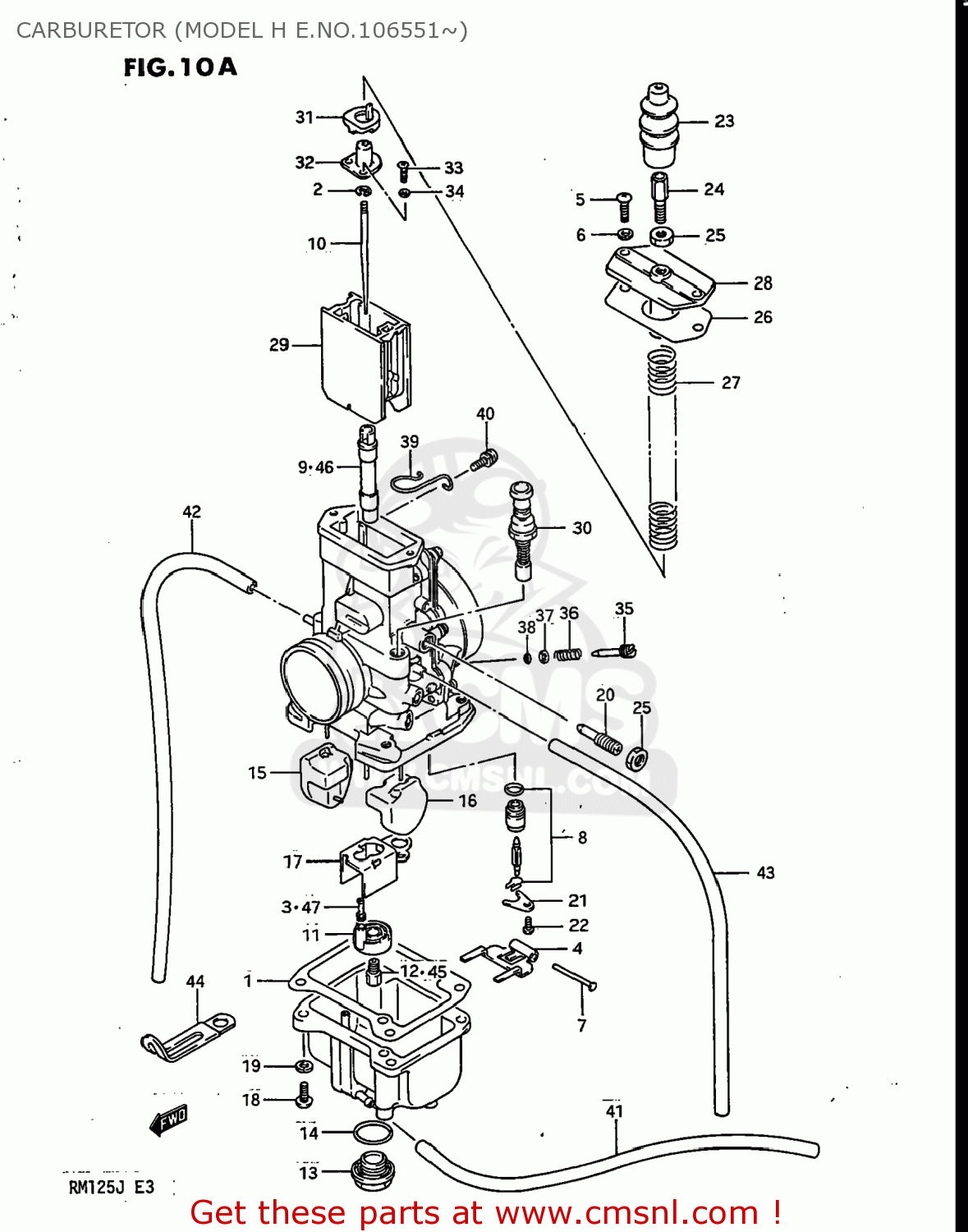 CARBURETOR (MODEL H E.NO.106551~) RM125 1986 (G) USA (E03)