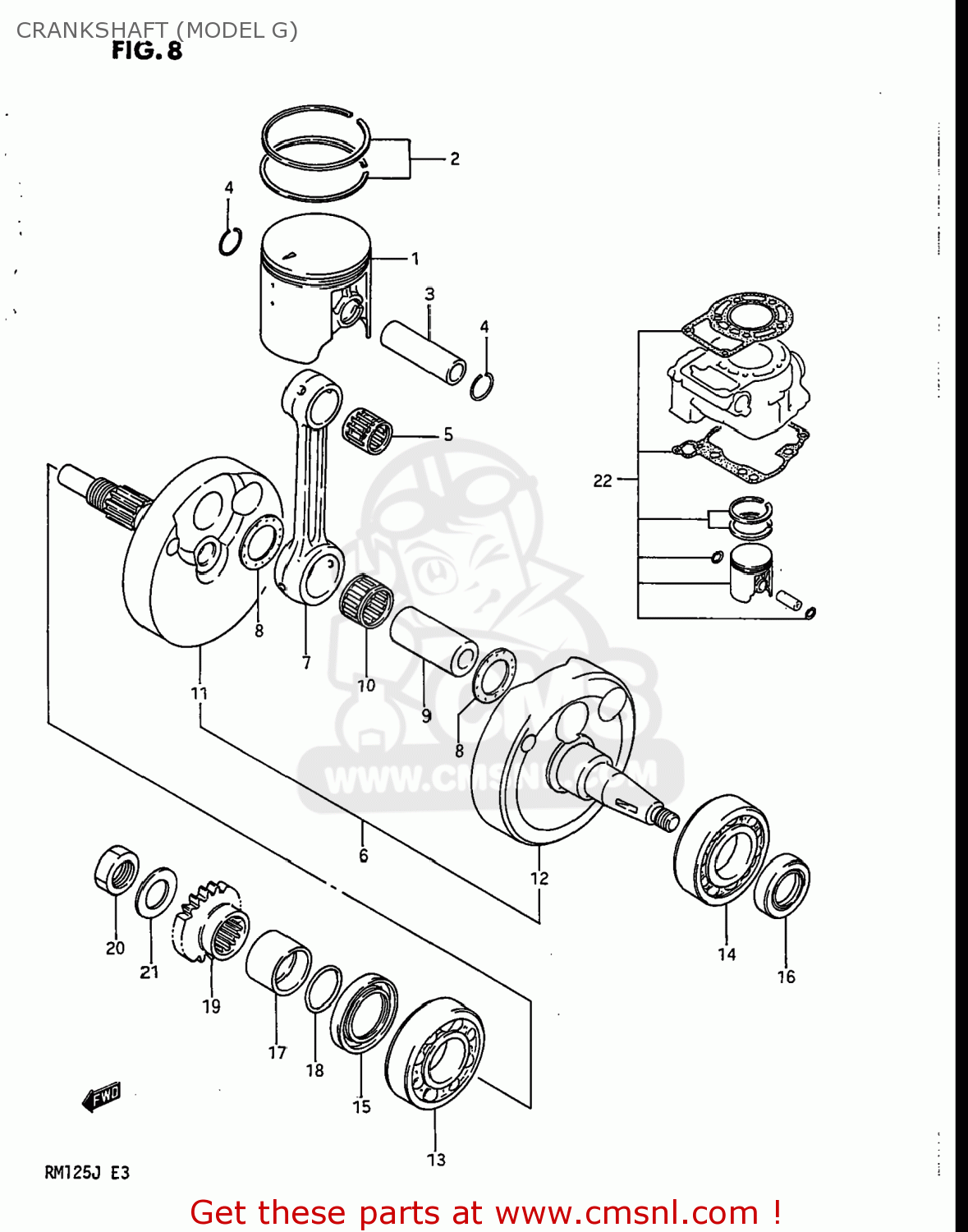 CRANKSHAFT (MODEL G) RM125 1986 (G) USA (E03)