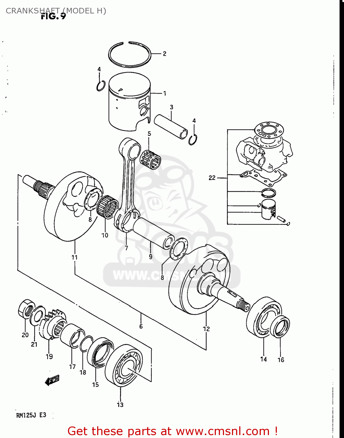 CRANKSHAFT (MODEL H) RM125 1986 (G) USA (E03)
