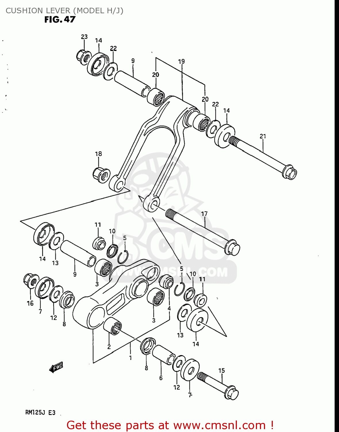 CUSHION LEVER (MODEL H/J) RM125 1986 (G) USA (E03)