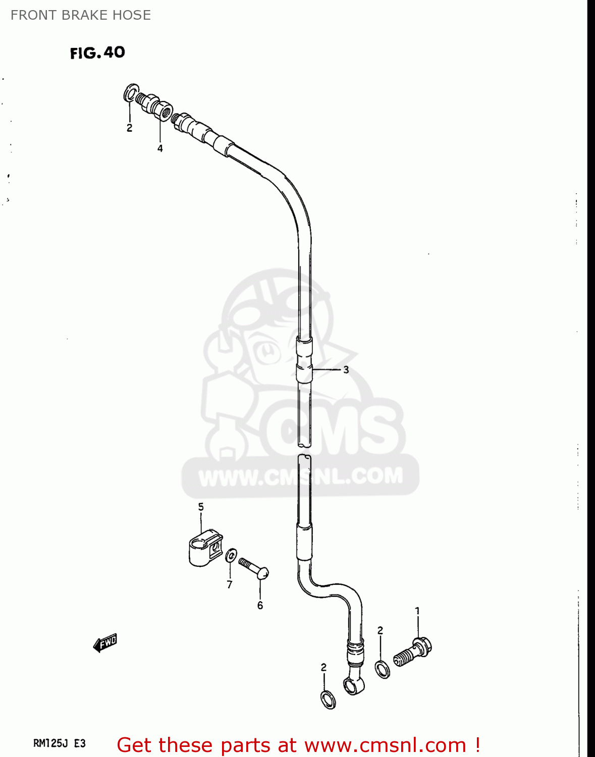FRONT BRAKE HOSE RM125 1986 (G) USA (E03)