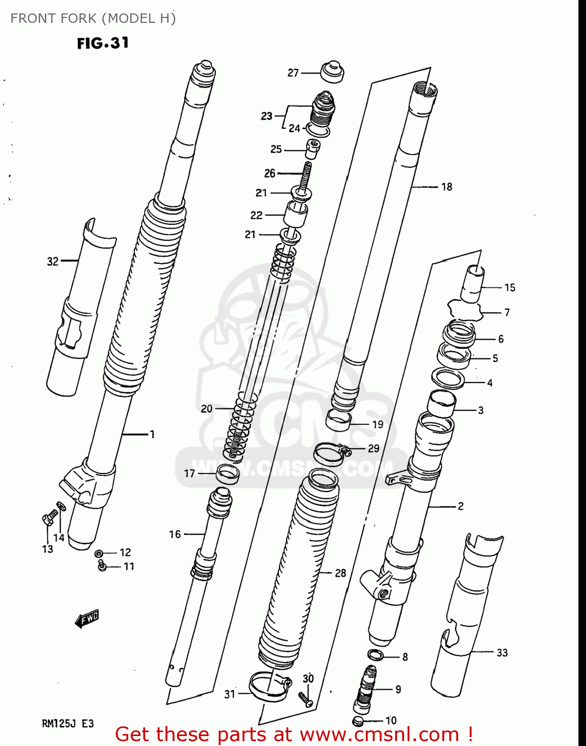 FRONT FORK (MODEL H) RM125 1986 (G) USA (E03)
